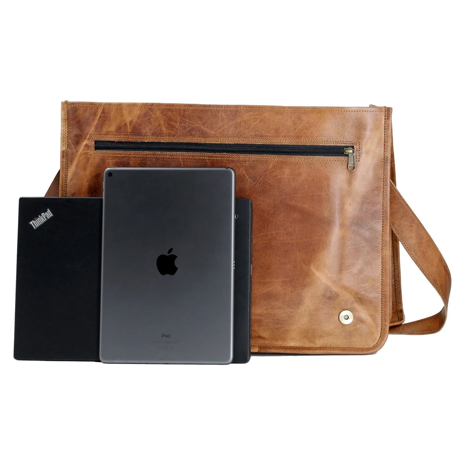 16-Inch Full Grain Leather Laptop Messenger Bag – Vintage Satchel for Men