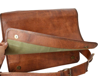16-Inch Full Grain Leather Laptop Messenger Bag – Vintage Satchel for Men
