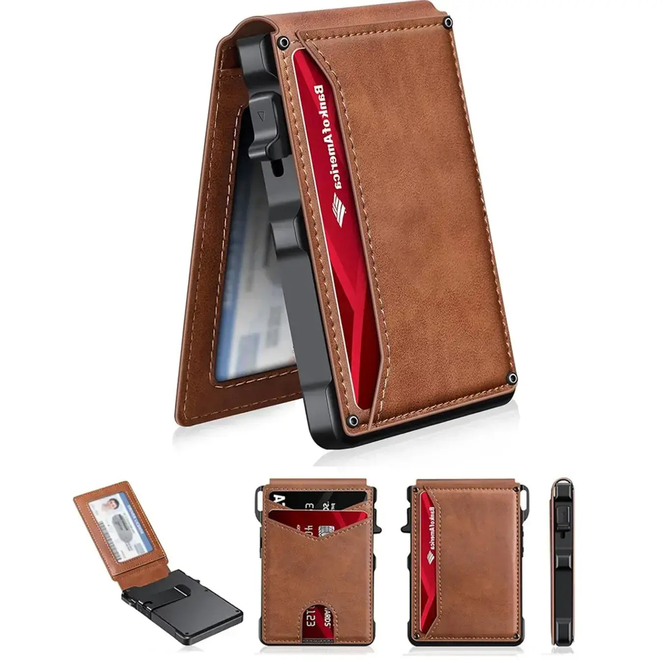 Men'S Minimalist Slim Wallet - Rfid-Blocking Aluminum Pop-Up Bifold, 9-13 Card Capacity, Money Clip, ID Window, Mens Wallet for RFID Protection Needs, Rfid Blocking Wallets