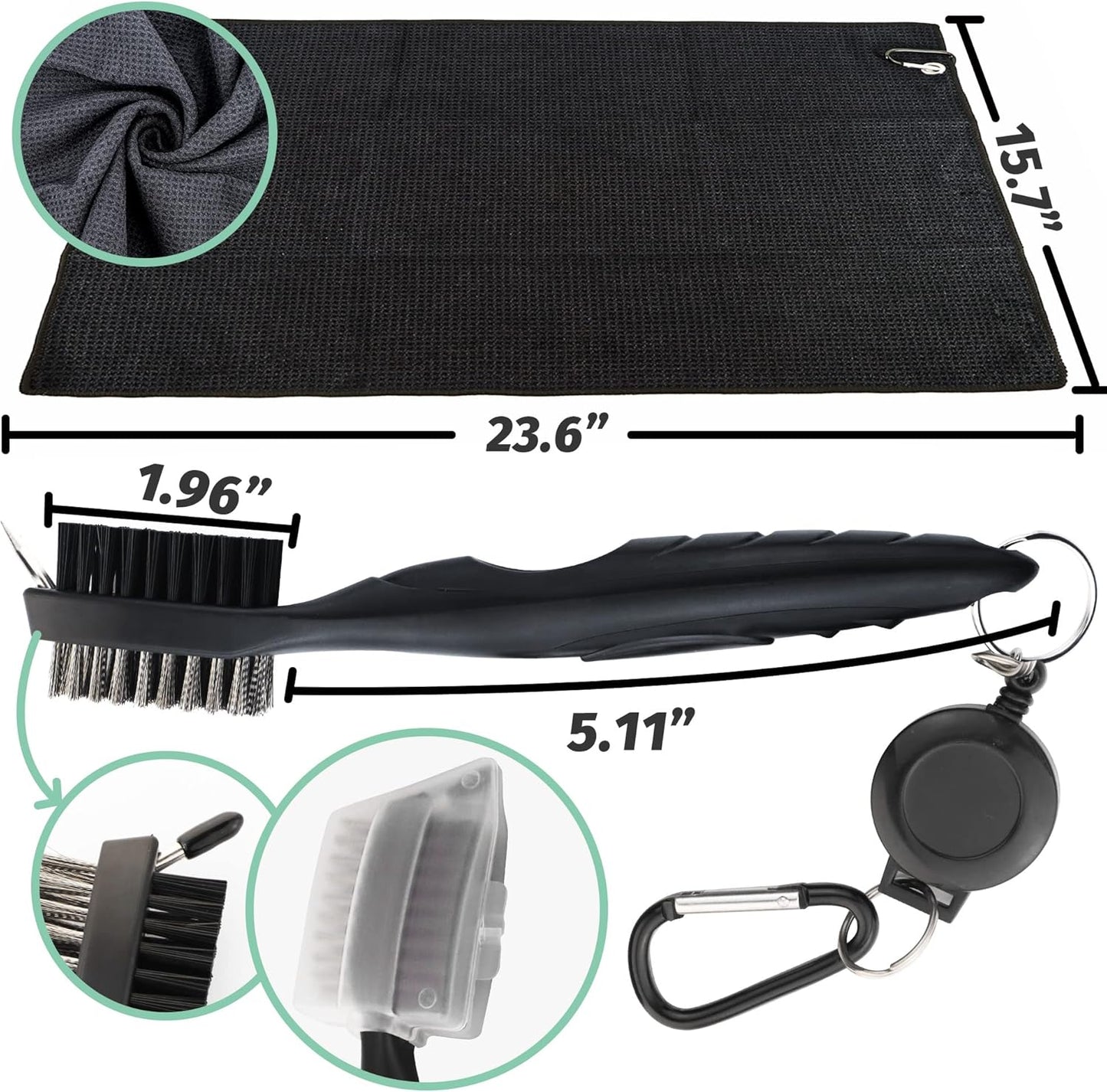 Golf Essentials Kit, 29 in 1 Golf Club Cleaning Kit - Golf Towel, Golf Club Brush, Gift Golf Balls, Golf Line Stencils and Pens, Golf Tee and Markers, Golf Divot Repair Tool - Golf Accessories for Men