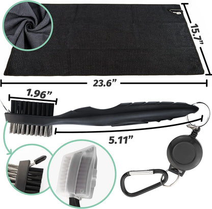 Golf Essentials Kit, 29 in 1 Golf Club Cleaning Kit - Golf Towel, Golf Club Brush, Gift Golf Balls, Golf Line Stencils and Pens, Golf Tee and Markers, Golf Divot Repair Tool - Golf Accessories for Men