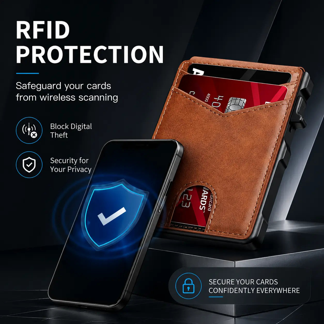 Men'S Minimalist Slim Wallet - Rfid-Blocking Aluminum Pop-Up Bifold, 9-13 Card Capacity, Money Clip, ID Window, Mens Wallet for RFID Protection Needs, Rfid Blocking Wallets